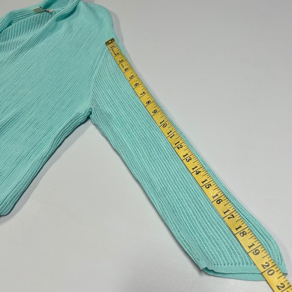 Coldwater Creek Women Open Front Knit Cardigan Sweater Size M Pastel Green Beach - Picture 7 of 8